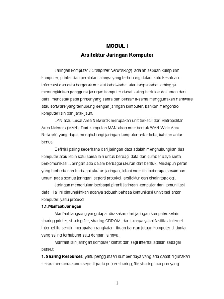 MODUL I Arsitektur Jaringan Komputer