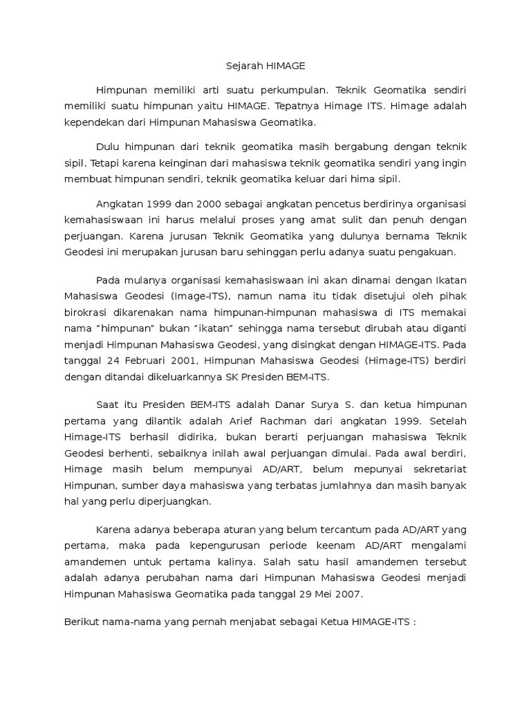 Sejarah HIMAGE | PDF