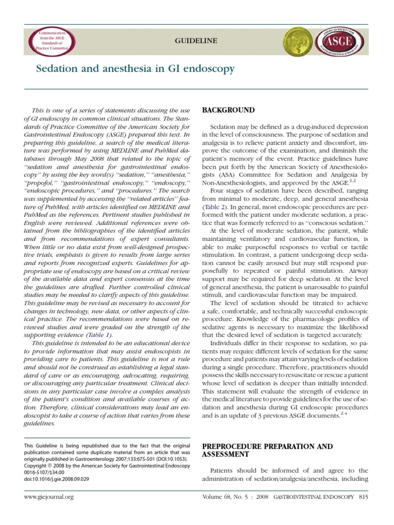 Sedation and Anesthesia in GI Endoscopy 2008 PDF Anesthesia Endoscopy
