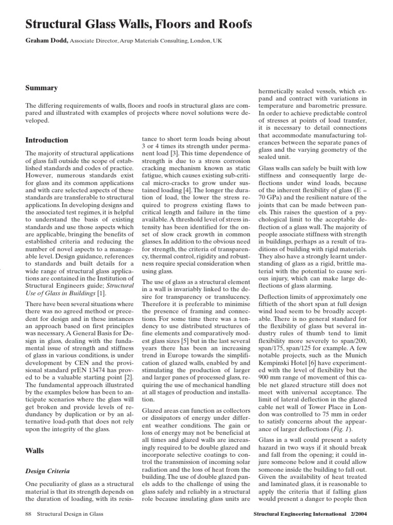 Structural Glass Design and Applications | PDF | Glasses | Structural Load