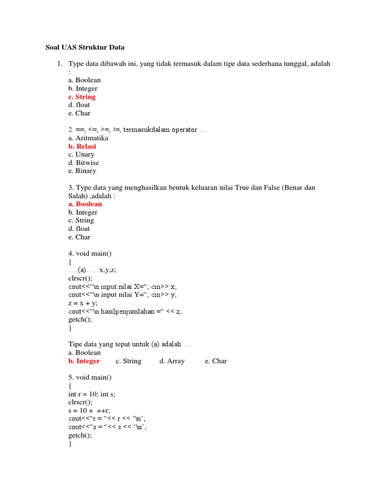 Soal Uas Struktur Data