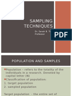 Sampling Techniques: Dr. Sarah B. Toca Professor