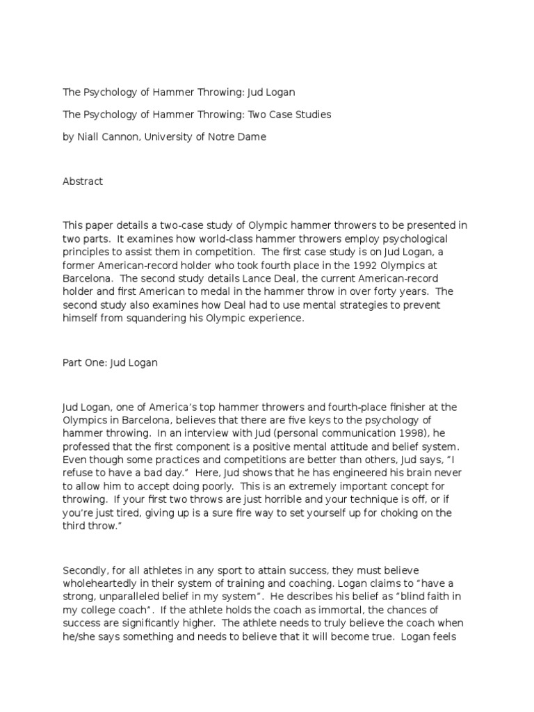 The Psychology of Hammer Throwing PDF Track And Field Breathing
