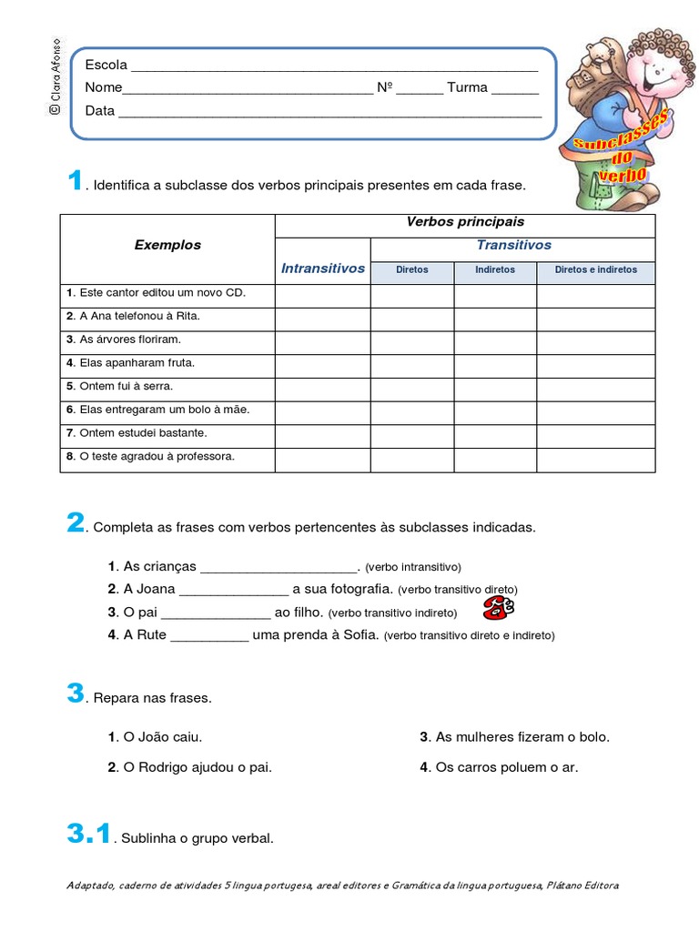 Exercícios sobre Verbos Transitivos e Intransitivos | PDF