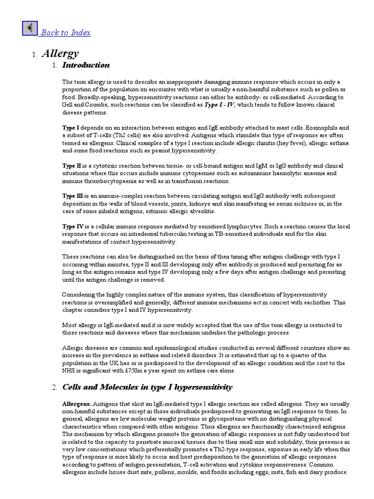 Allergy Back To Index Pdf Allergy Allergen