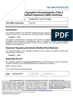 Transmissible Spongiform Encephalopathy (TSE) & Genetically Modified Organisms (GMO) Certificate