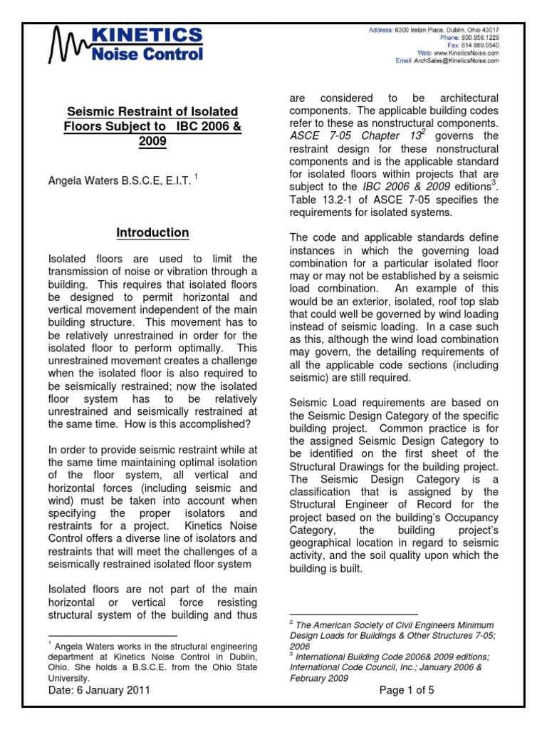 Seismic Restraint for Isolated Floors | PDF | Structural Load | Earthquakes