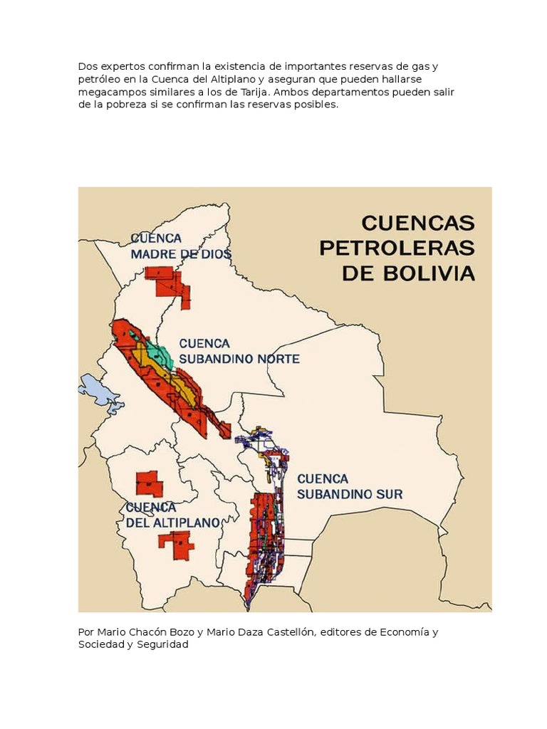 Reservas de gas y petróleo en Altiplano | PDF | Petróleo | Bolivia