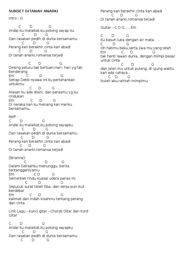 43 Chordtela Sunset Di Tanah Information Chord Gitar