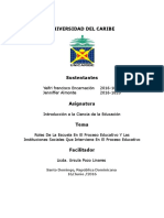 Rol de La Escuela en El Proceso de Enseñanza y Aprendizaje