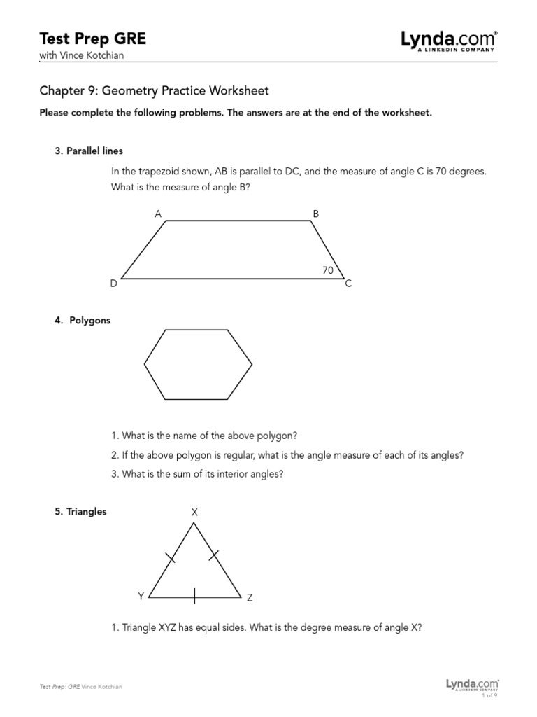 Chapter 9 Geometry Practice Worksheet Pdf Triangle Area