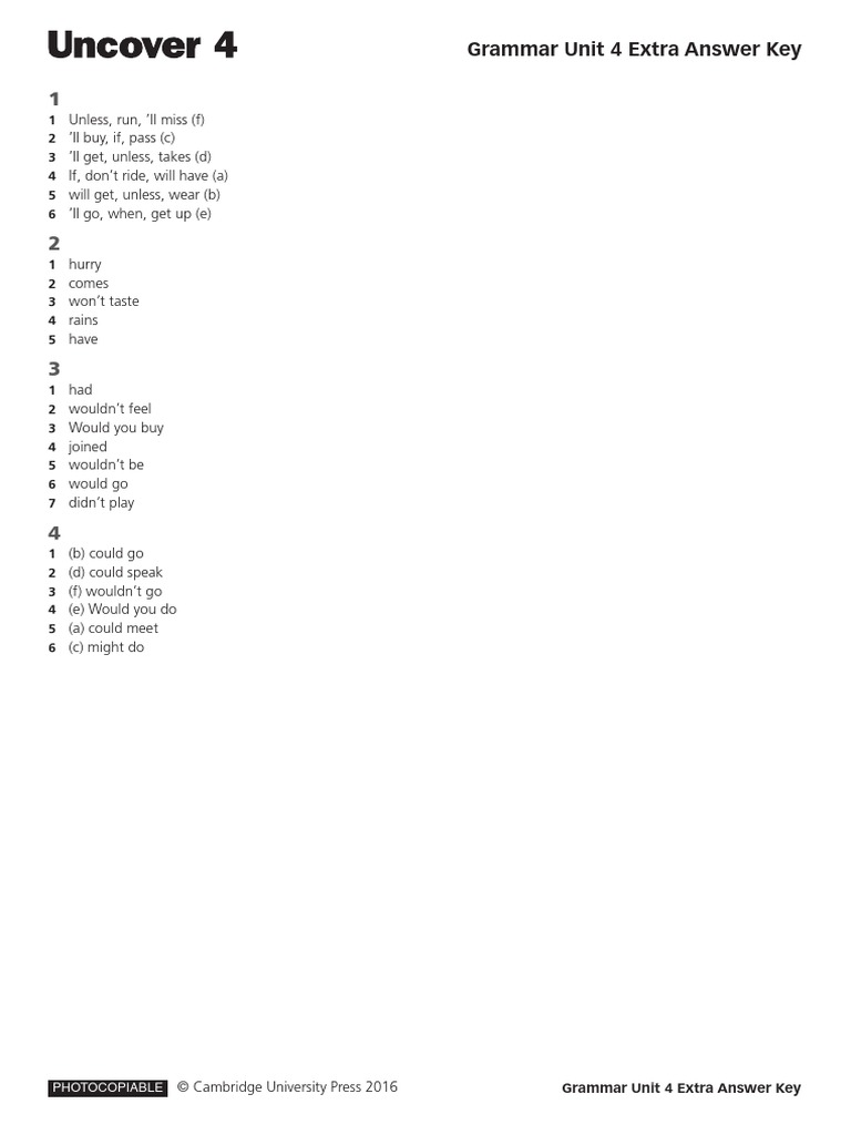 Unit 4 Grammar Extra Answer Key Pdf