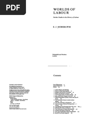 Eric Hobsbawm Worlds Of Labour Further Studies In The History Of Labour Pdf Karl Marx Marxism