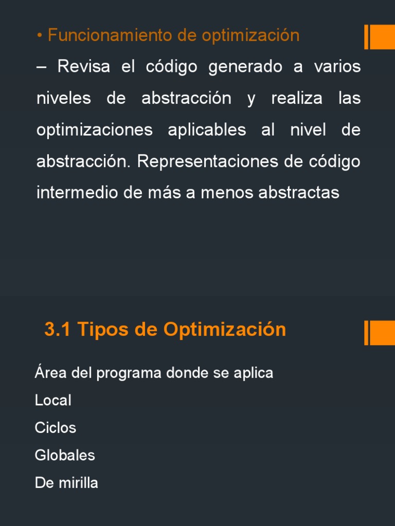 3.1 Tipos de Optimizacion | PDF | Programa de Optimización | Compilador