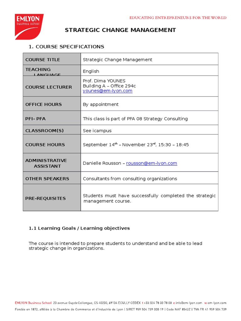 Strategic Change Management Course Overview | PDF | Strategic ...