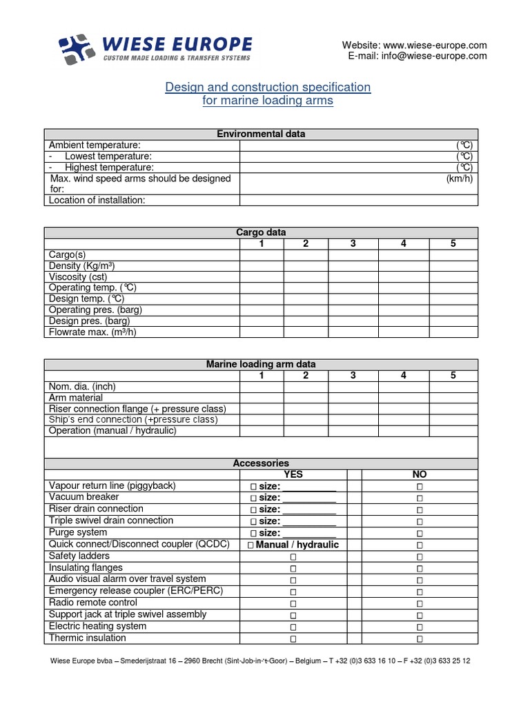 Marine Loading Arm Specification Guide | PDF