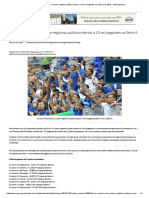 Pela Primeira Vez, Cruzeiro Registrou Público Inferior a 10 Mil Pagantes Na Série a de 2016 - Superesportes