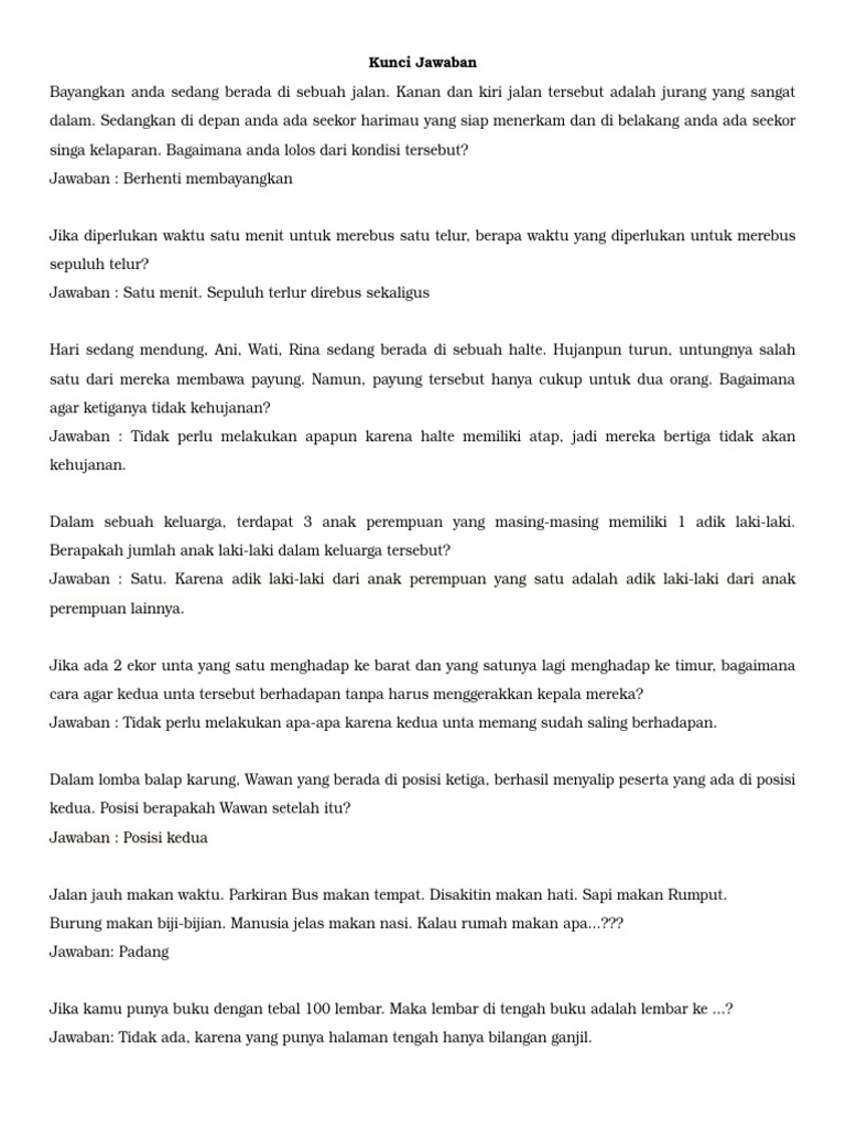 TekaTeki Logika dan Jawabannya PDF