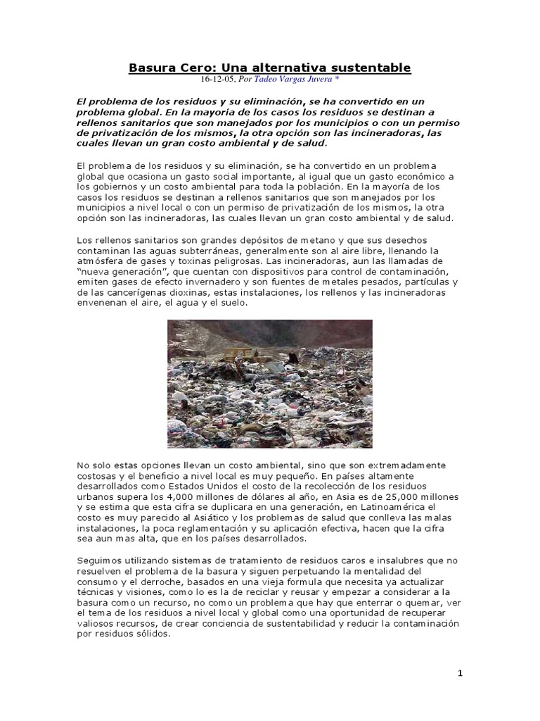 Basura Cero: Gestión Sustentable de Residuos | PDF | Residuos | Vertedero