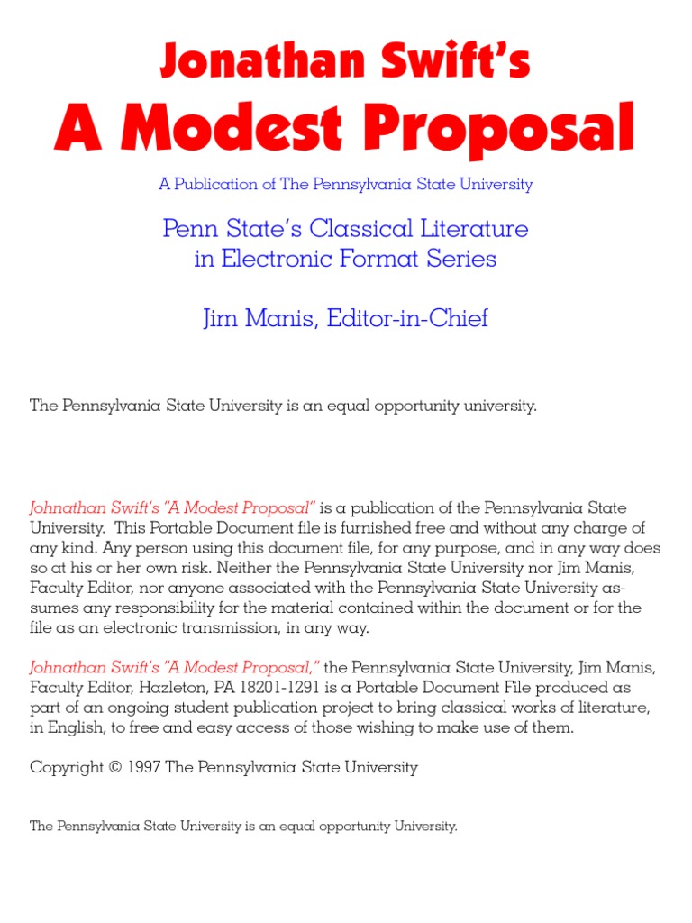A Modest Proposal Full Text PDF | PDF