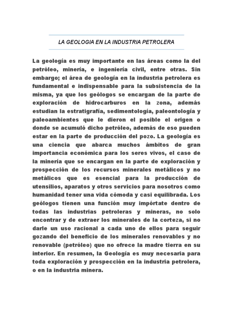 Geología en la Industria Petrolera | PDF