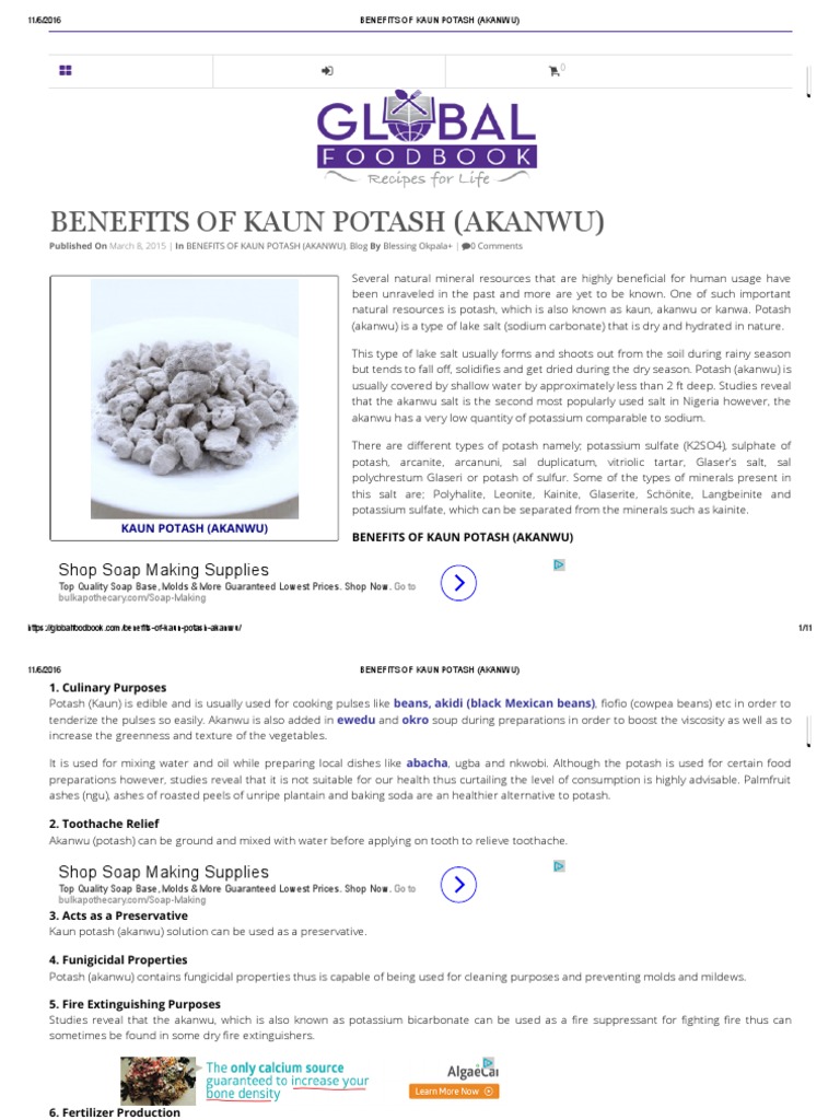 Benefits of Kaun Potash (Akanwu) PDF Food And Drink Foods