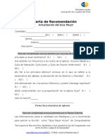 Carta de Recomendación y Actualización Del Guía Mayor y Líder I. Avent.