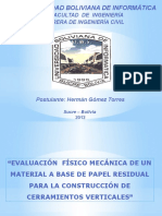 “EVALUACIÓN  FÍSICO MECÁNICA DE UN MATERIAL A BASE DE PAPEL RESIDUAL PARA LA CONSTRUCCIÓN DE CERRAMIENTOS VERTICALES”