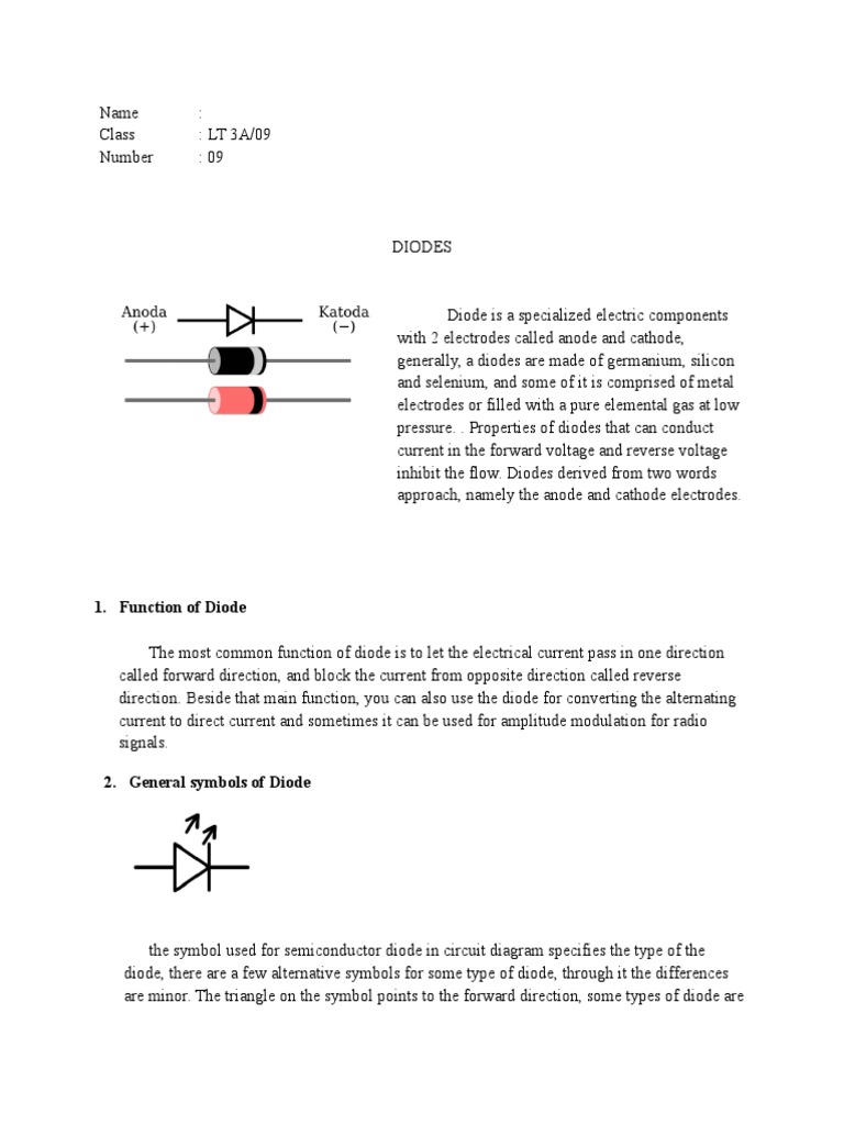 Function of Diode PDF Cathode Diode