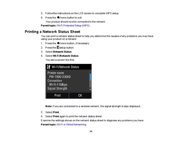 Printing a Network Status Sheet Guide | PDF | Computers