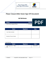 Phase Closure/Mile Stone Sign Off Document