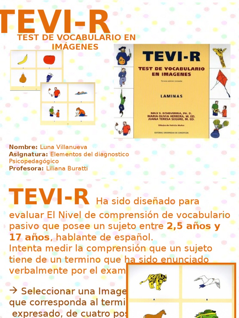 Evaluación de Vocabulario TEVI-R | PDF | Palabra | Semiótica