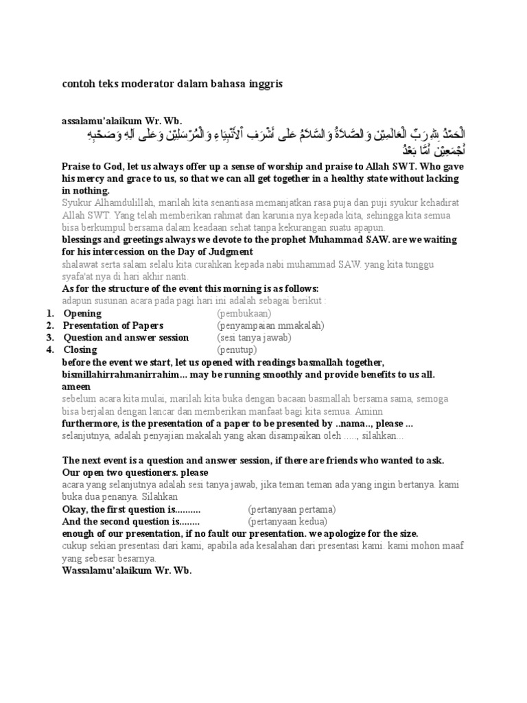 Contoh Teks Moderator Dalam Bahasa Inggris | Teisme | Mitologi