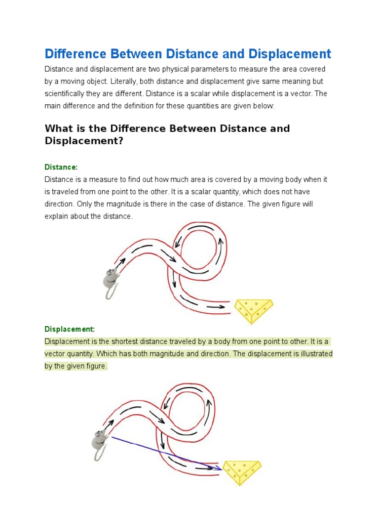 Distance vs. Displacement Explained | PDF