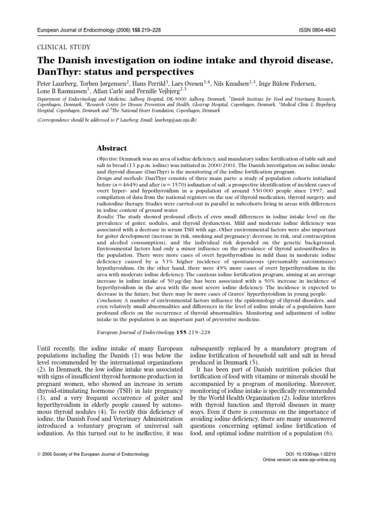 The Danish Investigation On Iodine Intake and Thyroid Disease, Danthyr