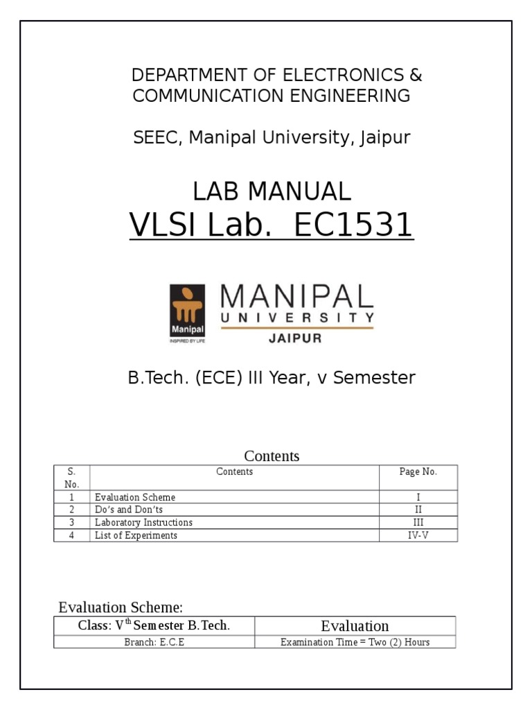 VLSI Lab Manual V Sem July16 | PDF | Mosfet | Cmos