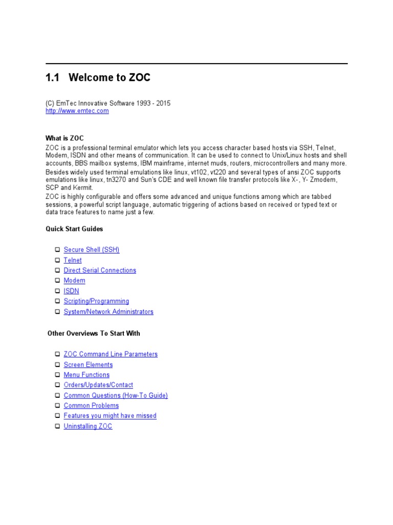 ZOC Terminal - Online Documentation - English | PDF | Command Line ...