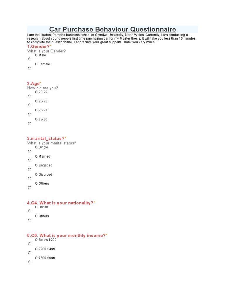 Car Questionnaire Anti Lock Braking System Advertising