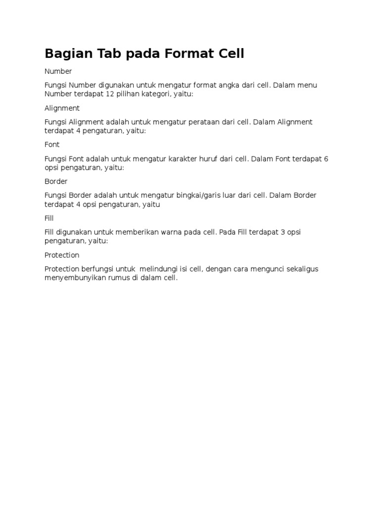 Fungsi dan Tab pada Format Cell Excel | PDF | Komputer