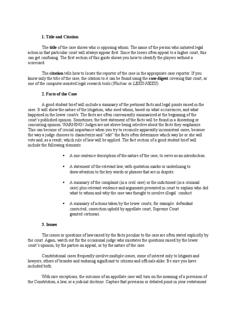 Case Brief Guide Lawsuit Appeal