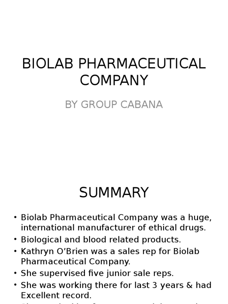 Biolab Pharmaceutical Company by Group Cabana PDF