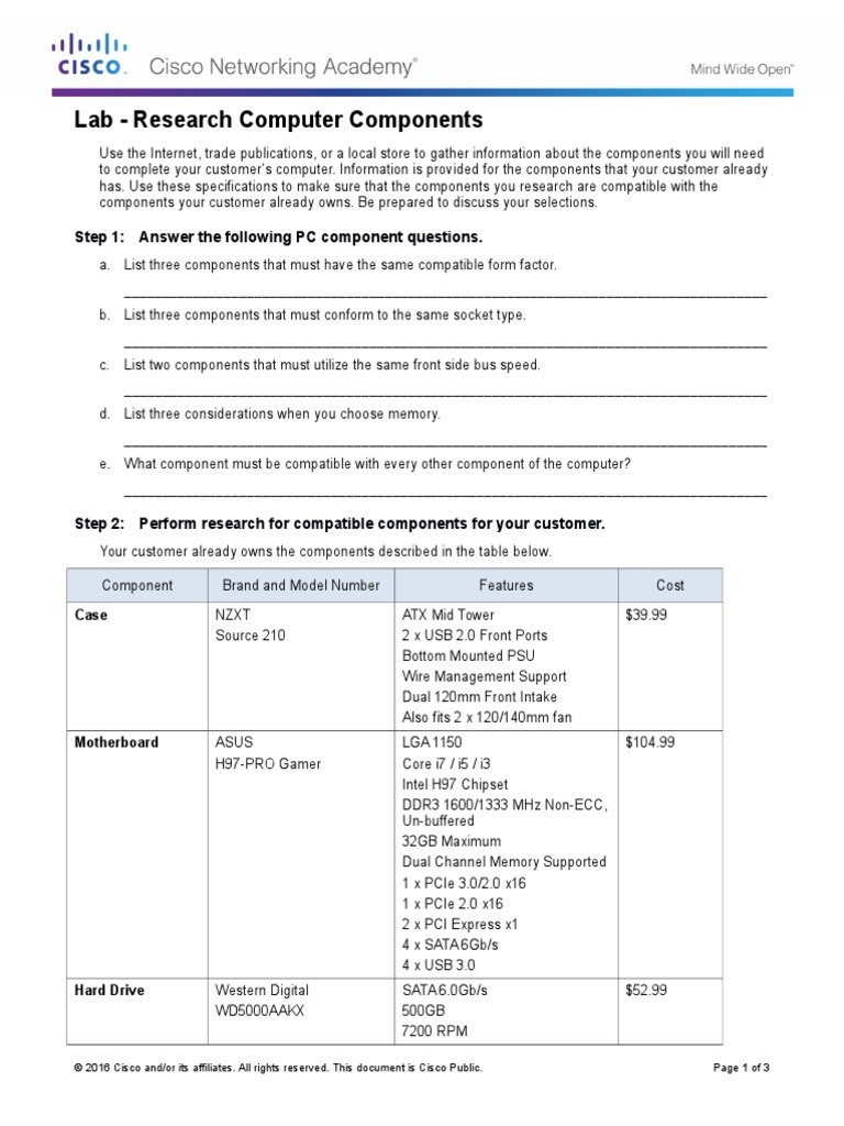 1.2.1.13 Lab - Research Computer Components | PDF | Computers