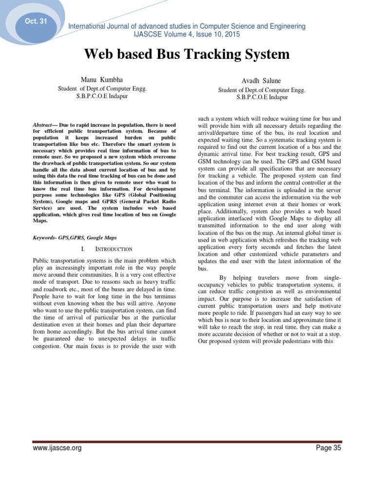 Web Based Bus Tracking System | Download Free PDF | Server (Computing ...