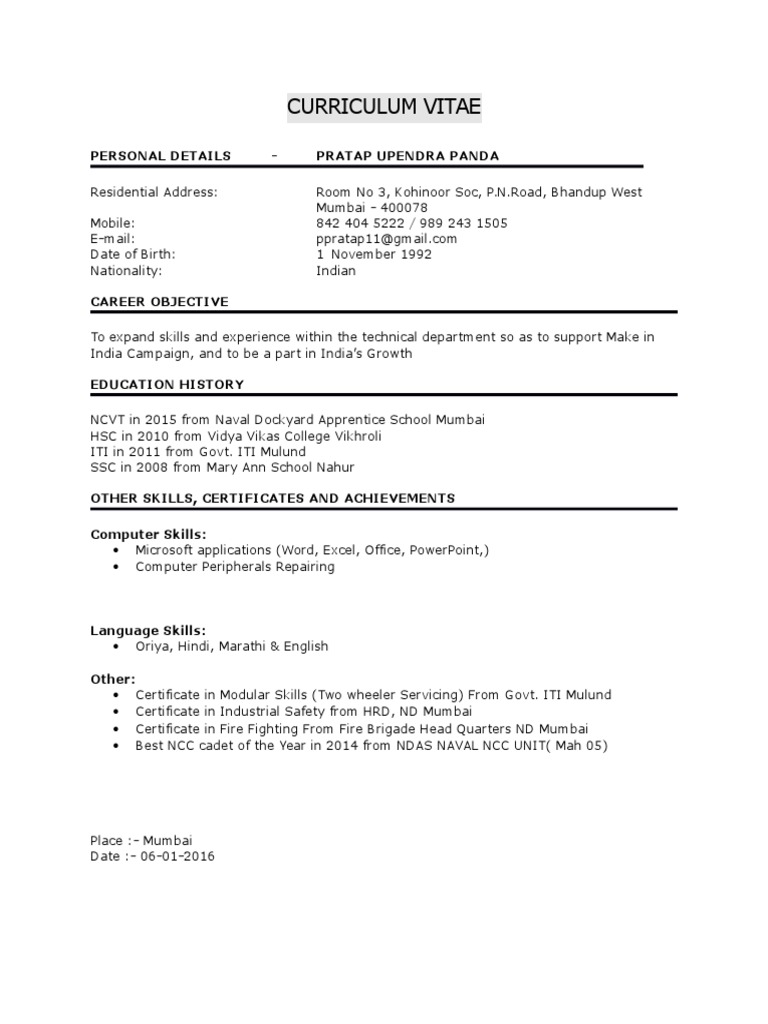 Pratap Panda CV: Technical Skills & Education | PDF