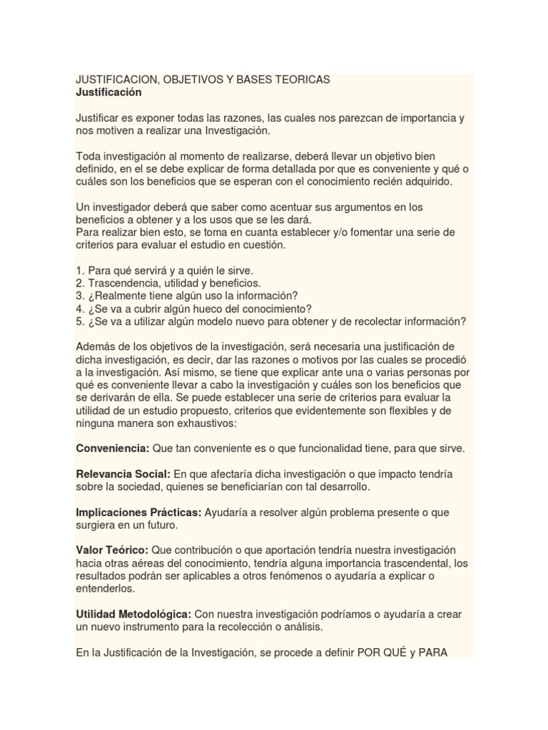 Como Se Hace Una JUSTIFICACION Teoría de la