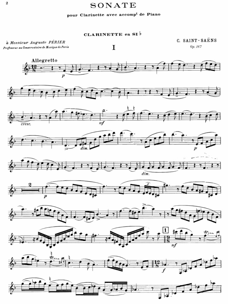 SAINTSAENS, C. Sonata for & Piano, Op. 167 (Cl. + Pno).pdf