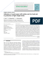 Utilization of Recycle Paper Mill Residue and Rice Husk Ash