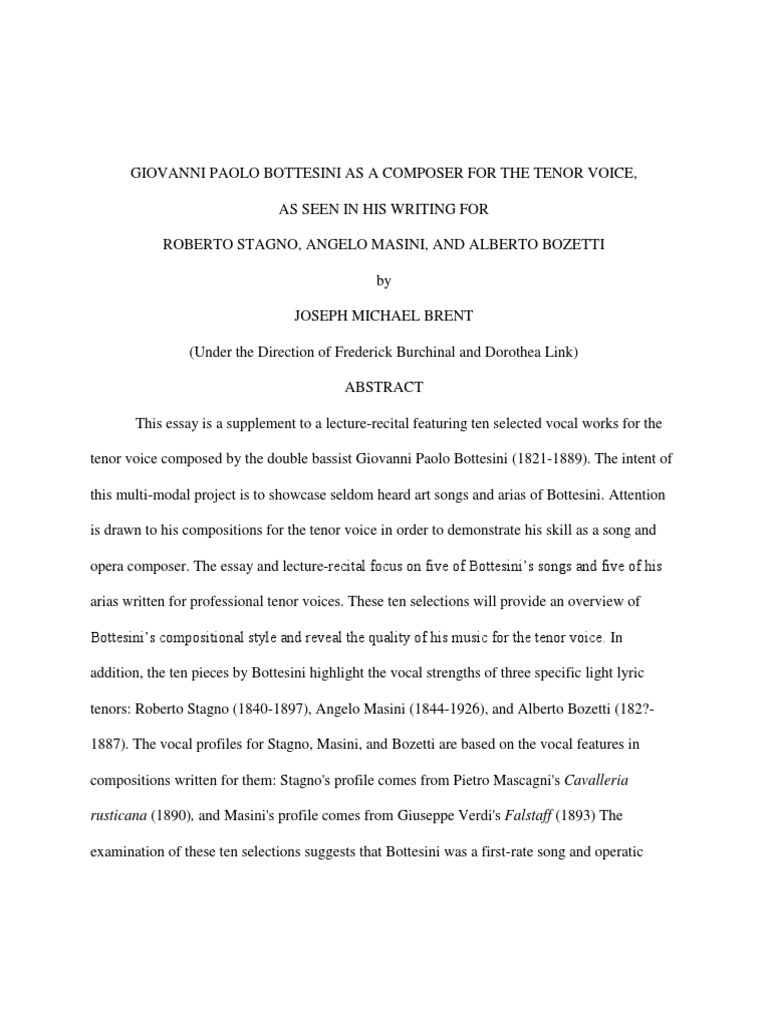 Bottesini As A Tenor Voice | PDF | Vocal Music | Opera