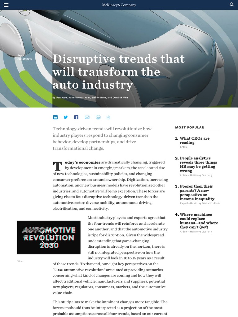McKinsey (2016) Disruptive Trends That Will Transform The Auto Industry