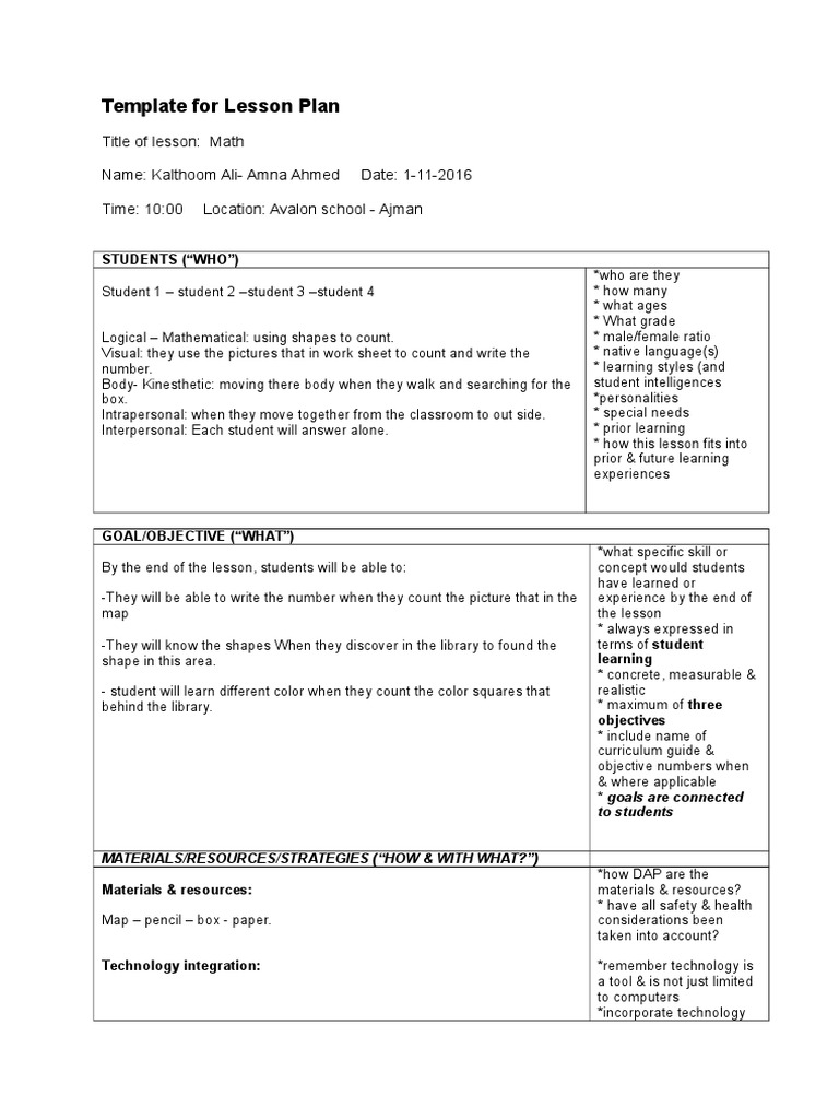 Lesson Plan | PDF | Lesson Plan | Psychological Concepts